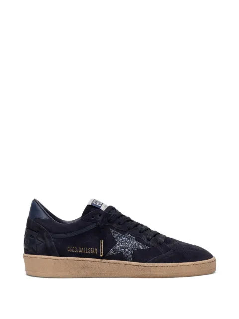 Golden Goose Ball Star in dark blue suede with dark blue glitter star sneakers