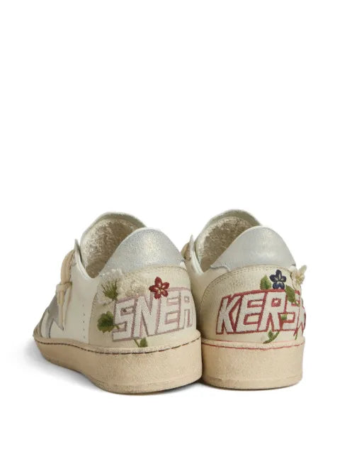 Golden Goose Ball Star sneakers in leather with suede star and floral embroidery