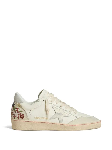 Golden Goose Ball Star sneakers in leather with suede star and floral embroidery