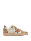 Golden Goose Ball Star in cream leather with brick-red leather star and suede inserts sneakers