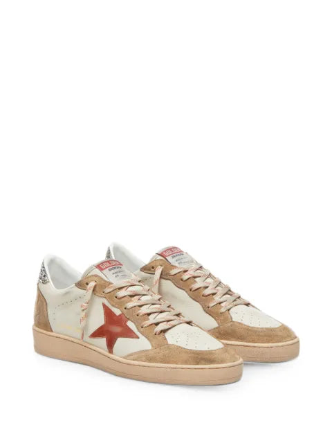 Golden Goose Ball Star in cream leather with brick-red leather star and suede inserts sneakers