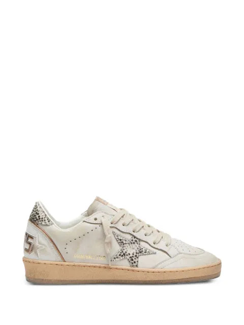 Golden Goose Ball Star LTD trainers in white leather with animal-print pony skin star
