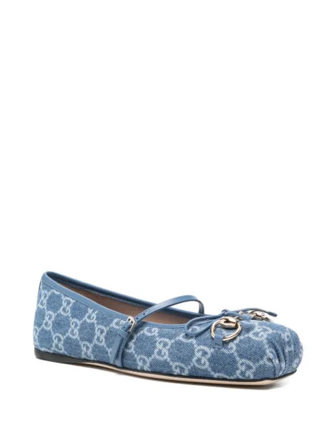Gucci signature Horsebit detail GG monogram ballet flats