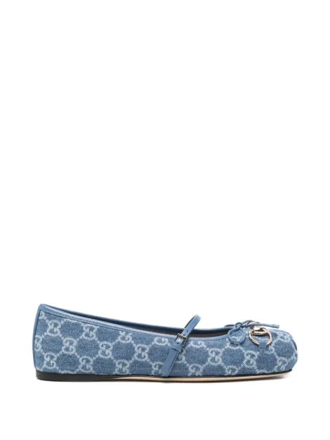 Gucci signature Horsebit detail GG monogram ballet flats