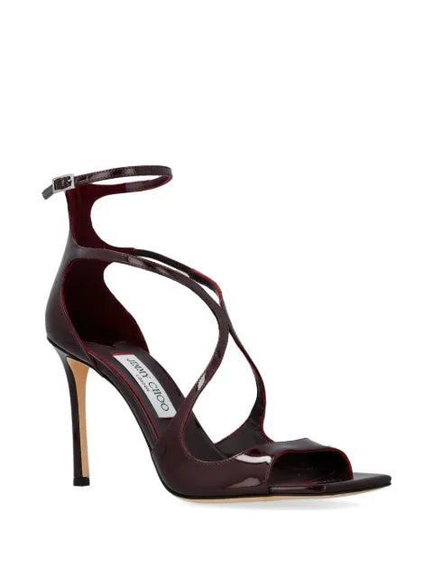 Jimmy Choo Azia 95 deep-merlot patent-leather sandals