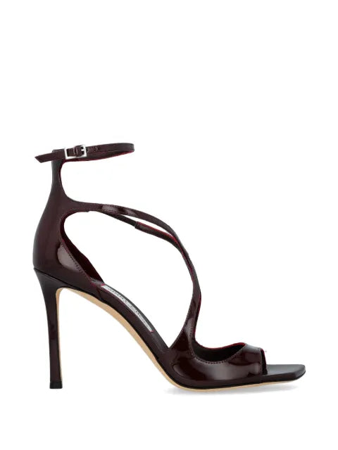Jimmy Choo Azia 95 deep-merlot patent-leather sandals