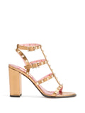 Valentino Garavani Rockstud laminated calfskin sandals with straps 90mm