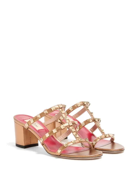 Valentino Garavani Rockstud slide sandals in laminated nappa 60mm