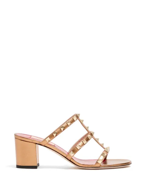 Valentino Garavani Rockstud slide sandals in laminated nappa 60mm