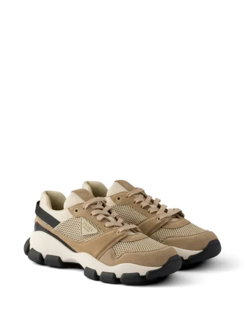 Prada suede-panelled mesh sneakers
