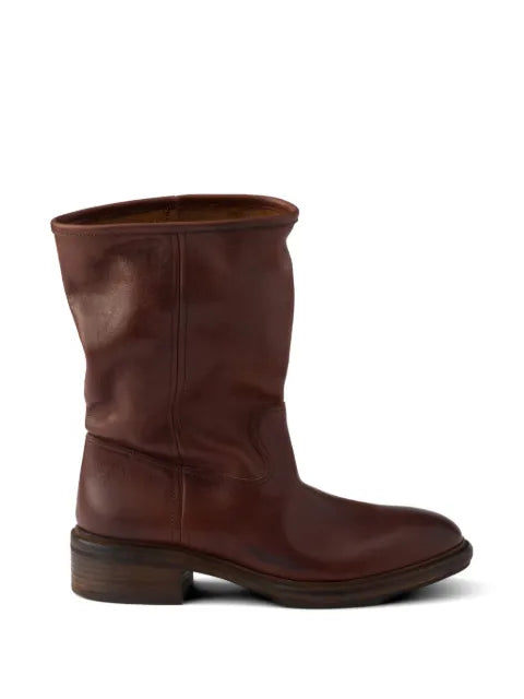 Prada vintage-effect leather boots