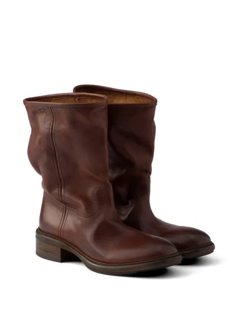 Prada vintage-effect leather boots