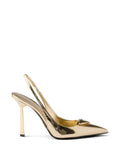 Prada metallic leather slingback pumps