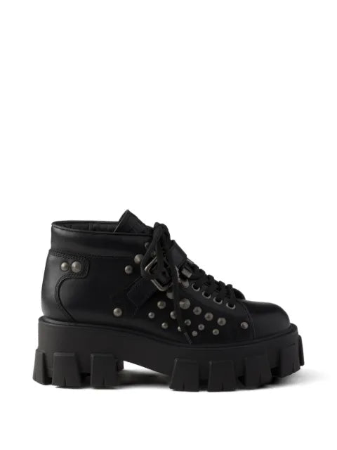 Prada Monolith studded leather booties