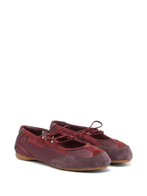 Diesel D-Mile - Lace-up ballerina flats in leather and mesh