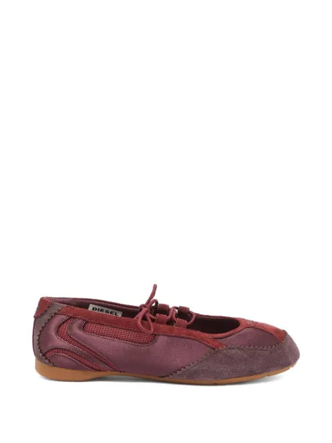 Diesel D-Mile - Lace-up ballerina flats in leather and mesh