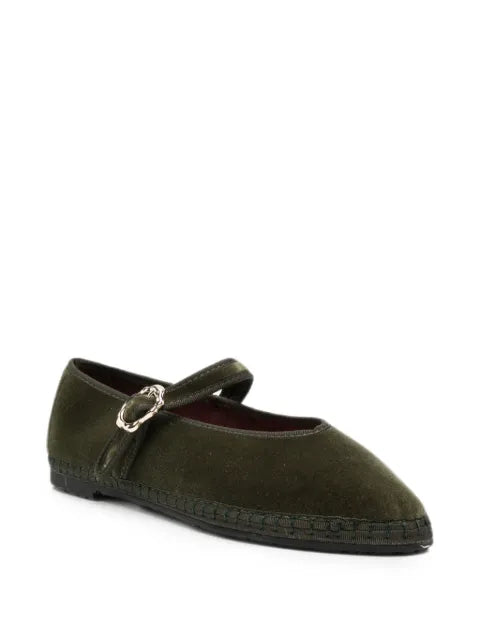 FLABELUS Pierre mary jane velvet forest green ballet flats