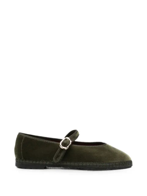 FLABELUS Pierre mary jane velvet forest green ballet flats