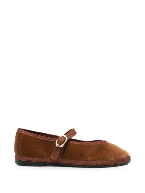 FLABELUS Pierre mary jane velvet toffee ballet flats