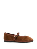 FLABELUS Pierre mary jane velvet toffee ballet flats