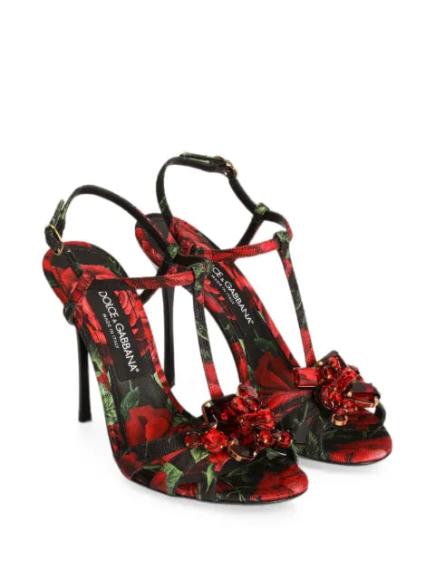 Dolce & Gabbana rose-print brocade sandals