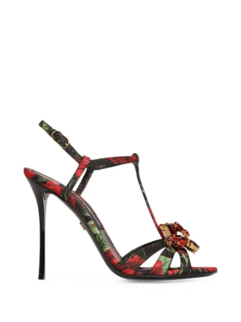 Dolce & Gabbana rose-print brocade sandals