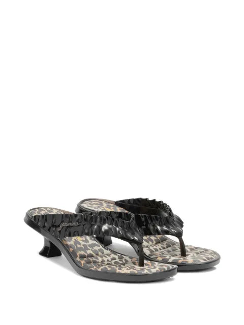GANNI Melissa thong kitten heels in leopard