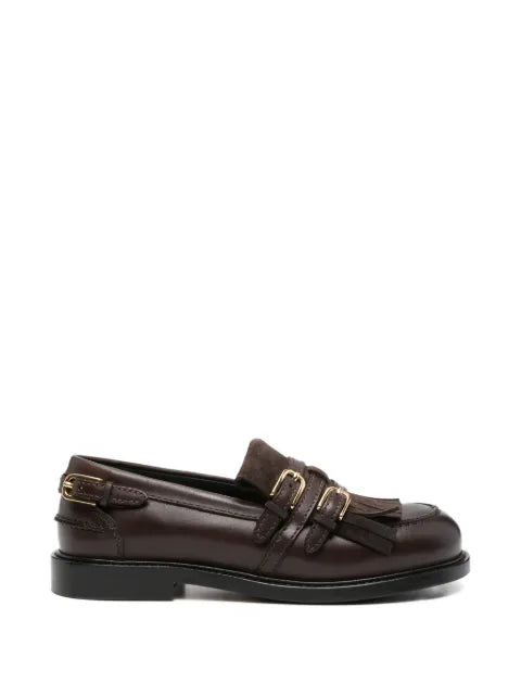 SANDRO buckle-detail fringed loafers