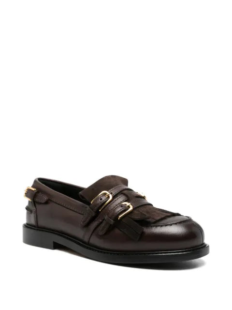 SANDRO buckle-detail fringed loafers
