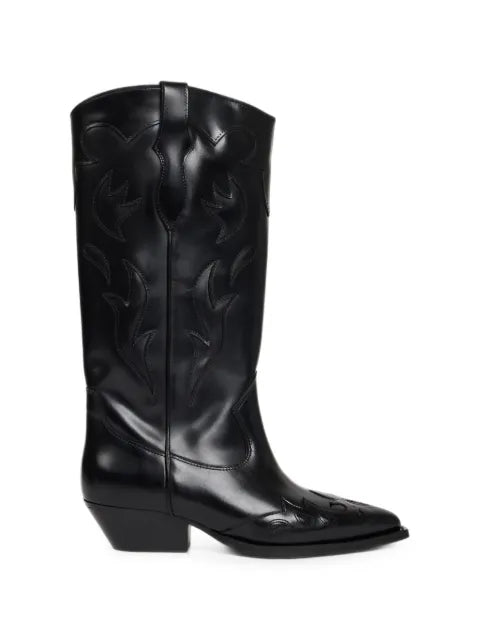 SANDRO embroidered leather boots