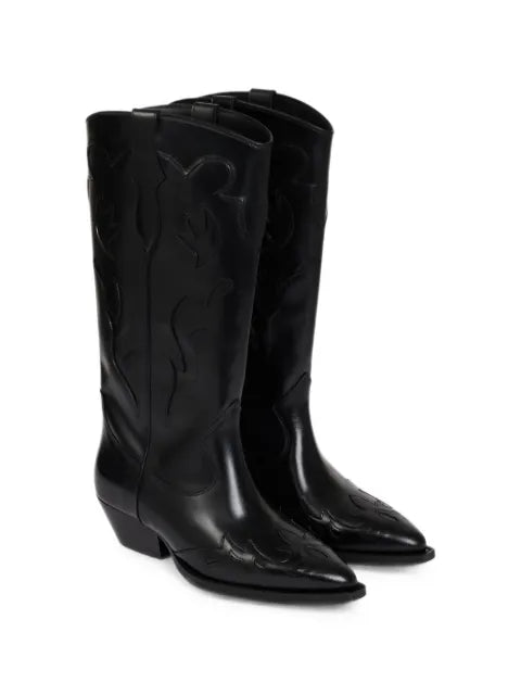 SANDRO embroidered leather boots