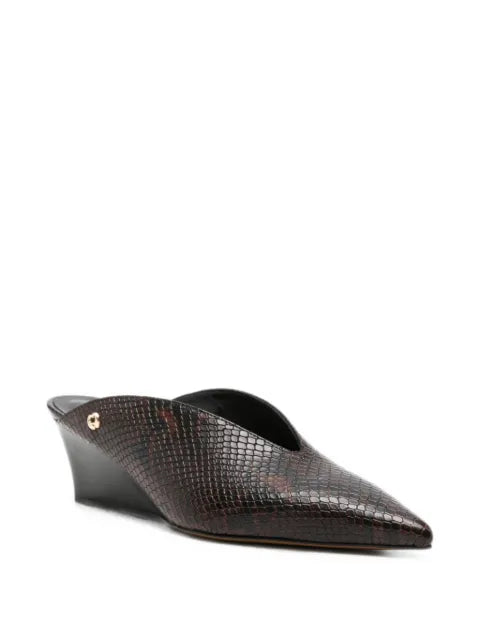 Maje embossed leather wedge mules