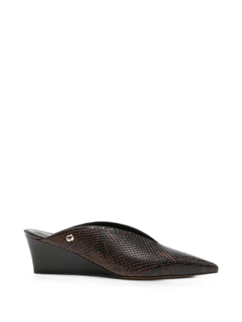 Maje embossed leather wedge mules