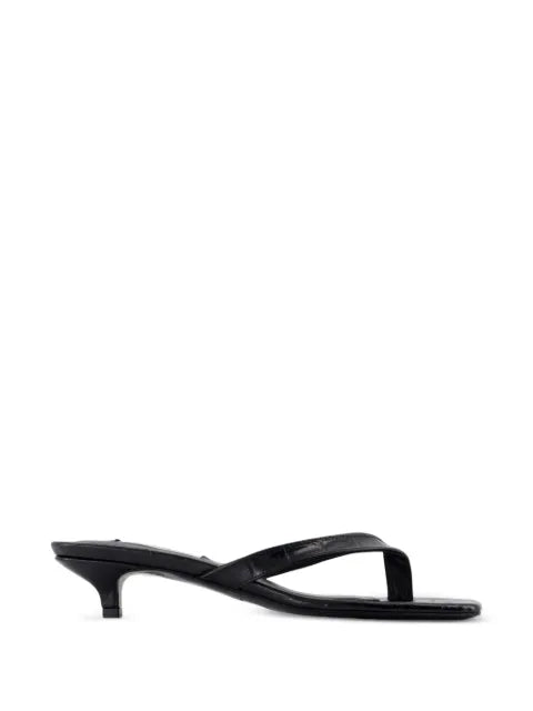TOTEME croco-embossed heeled flip flops