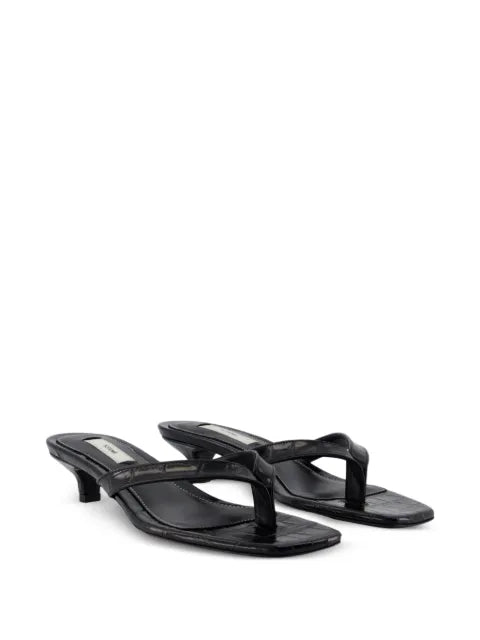 TOTEME croco-embossed heeled flip flops