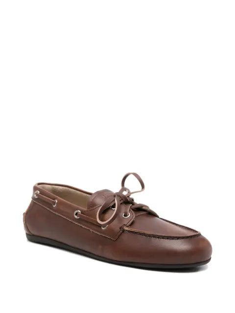 Miu Miu bleached leather deck shoes