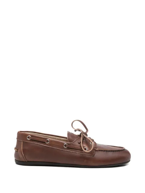 Miu Miu bleached leather deck shoes