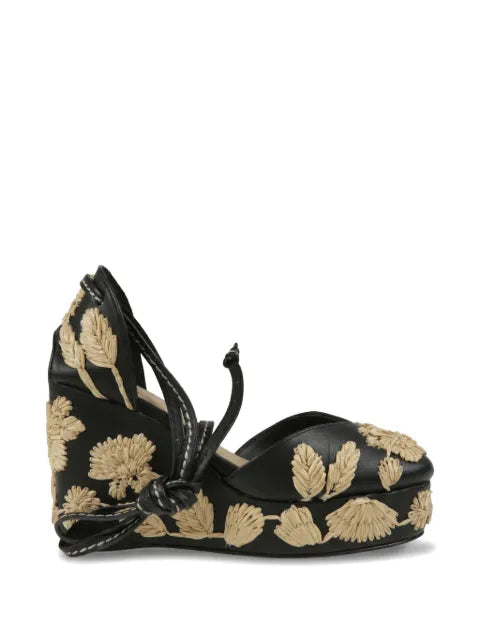 Castañer Carmela raffia-embroidered pumps