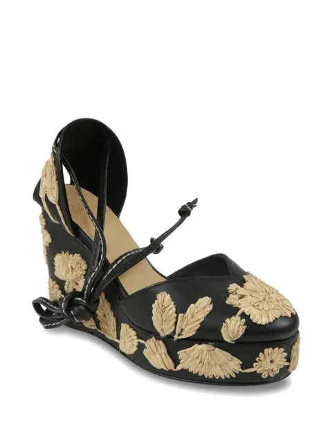 Castañer Carmela raffia-embroidered pumps
