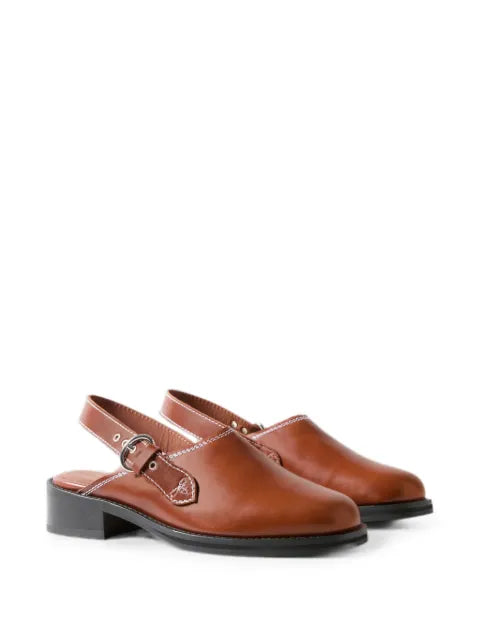 Claudie Pierlot topstitched smooth leather clogs