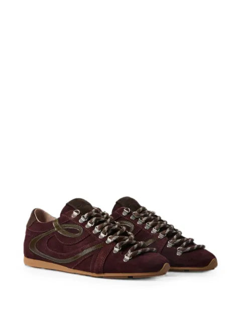 Claudie Pierlot Burgundy suede swing trainers