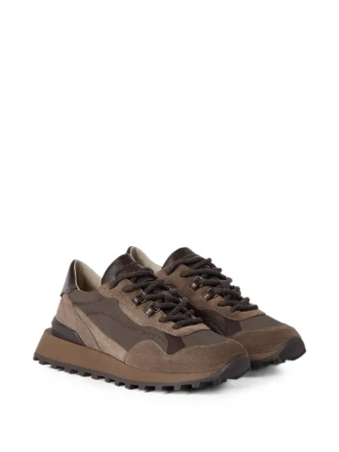 Brunello Cucinelli suede and Techno cotton sneakers with shiny detail