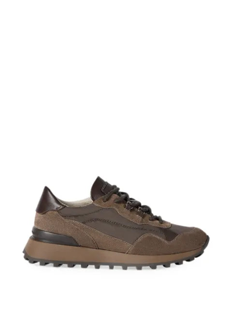 Brunello Cucinelli suede and Techno cotton sneakers with shiny detail