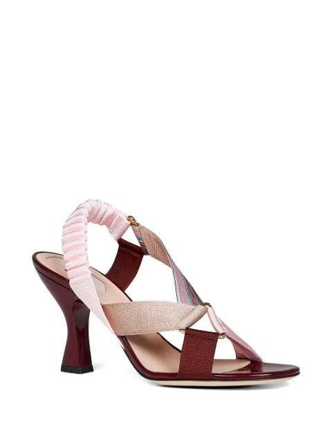 FENDI Colibri leather and fabric sandals