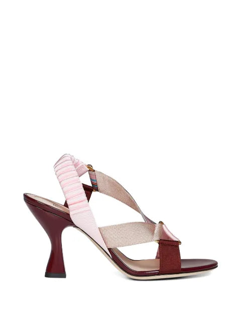 FENDI Colibri leather and fabric sandals