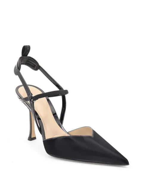 FENDI Very Colibrì black patent leather high-heeled slingbacks pumps