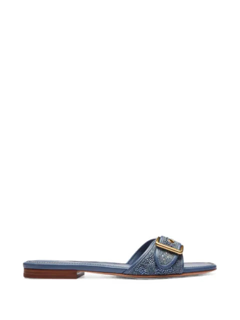 Coach Margot flat sandals in crystal Signature denim