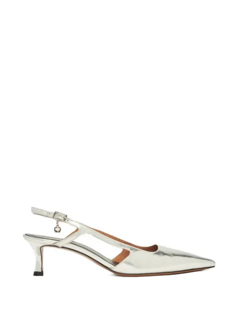 Maje metallic-finish slingback heeled pumps
