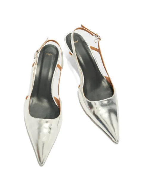Maje metallic-finish slingback heeled pumps
