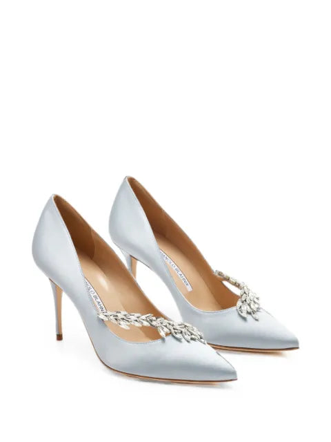 Manolo Blahnik Nadira crystal-embellished satin pumps